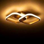 GLOBOSTAR® NORA 61063 Μοντέρνο Φωτιστικό Οροφής LED 22W 2200lm 300° AC 220-240V IP20 Ρυθμιζόμενο Λευκό CCT με On/Off 2700K/4500K/6000K - Lumileds SMD Chip - Σατινέ Χρυσό Βούρτσας - Μ40 x Π24 x Υ7cm - 3 Χρόνια Εγγύηση