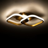 GLOBOSTAR® NORA 61063 Μοντέρνο Φωτιστικό Οροφής LED 22W 2200lm 300° AC 220-240V IP20 Ρυθμιζόμενο Λευκό CCT με On/Off 2700K/4500K/6000K - Lumileds SMD Chip - Σατινέ Χρυσό Βούρτσας - Μ40 x Π24 x Υ7cm - 3 Χρόνια Εγγύηση