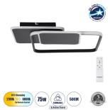 GLOBOSTAR® SQUARO 61231 Μοντέρνο Φωτιστικό Οροφής LED 75W 7500lm 360° AC 220-240V IP20 Ρυθμιζόμενο Λευκό CCT με Χειριστήριο από 2700K έως 6000K Dimmable - Lumileds SMD Chip - Μαύρο Ματ - Μ48.5 x Π51 x Υ9cm - 3 Χρόνια Εγγύηση