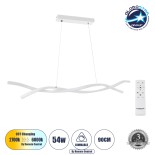 GLOBOSTAR® MORALES 61276 Μοντέρνο Κρεμαστό Φωτιστικό Οροφής LED 54W 5400lm 300° AC 220-240V IP20 Ρυθμιζόμενο Λευκό CCT με Χειριστήριο από 2700K έως 6000K Dimmable - Lumileds SMD Chip - Λευκό Ματ - Μ90 x Π14 x Υ14cm - 3 Χρόνια Εγγύηση