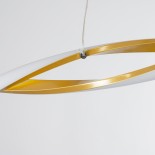 GLOBOSTAR® MORALES 61278 Μοντέρνο Κρεμαστό Φωτιστικό Οροφής LED 54W 5400lm 300° AC 220-240V IP20 Ρυθμιζόμενο Λευκό CCT με Χειριστήριο από 2700K έως 6000K Dimmable - Lumileds SMD Chip - Σατινέ Χρυσό Βούρτσας - Μ90 x Π14 x Υ14cm - 3 Χρόνια Εγγύηση