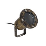 GloboStar® GARDELINI 61485 Καρφωτό Κινούμενο Φωτιστικό Σποτ Κήπου με Ντουί 1 x GU10 VDE Certified AC 220-240V Αδιάβροχο IP65 - Σώμα Αλουμινίου & Υψηλής Αντοχής Tempered Glass & Μ40cm VDE Καλώδιο Σύνδεσης - Φ10 x Υ30cm - Χρυσό Εφέ Σκουριάς - 5 Χρόνια Εγγύη