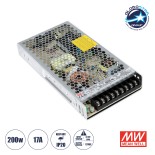 GloboStar® LRS-200-12 90782 MEANWELL Ρυθμιζόμενο Μεταλλικό Τροφοδοτικό PELV για Προϊόντα LED 200W 17A - AC 220-240V σε DC 12V - Ρυθμιζόμενο από 10.2VDC έως 13.8VDC - IP20 Μ21.5 x Π11.5 x Υ3cm - 3 Years Warranty