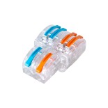 GloboStar® FAST-CONNECT 69909 Διπλή σε Τετραπλή Κλέμα Ταχείας Σύνδεσης & Διακλάδωσης Καλωδίων - 2 x Είσοδοι & 4 x Έξοδοι με Συμβατή Διατομή Καλωδίων 0.08mm² έως 2.5mm² - 250V/4KV 32A Max - Μ2.6 x Π4 x Υ1.5cm - Διάφανο με Πορτοκαλί & Μπλε - Πακέτο 5 Τεμαχί