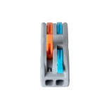 GloboStar® FAST-CONNECT 69911 Διπλή Κλέμα Ταχείας Σύνδεσης & Διακλάδωσης Καλωδίων - 2 x Είσοδοι & 2 x Έξοδοι με Συμβατή Διατομή Καλωδίων 0.08mm² έως 2.5mm² - 250V/4KV 32A Max - Μ2 x Π4 x Υ1.5cm - Γκρι με Πορτοκαλί & Μπλε - Πακέτο 5 Τεμαχίων - 5 Years Warr
