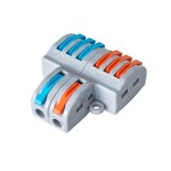 GloboStar® FAST-CONNECT 69914 Διπλή σε Εξαπλή Κλέμα Ταχείας Σύνδεσης & Διακλάδωσης Καλωδίων - 2 x Είσοδοι & 6 x Έξοδοι με Συμβατή Διατομή Καλωδίων 0.08mm² έως 2.5mm² - 250V/4KV 32A Max - Μ3.6 x Π4 x Υ1.5cm - Γκρι με Πορτοκαλί & Μπλε - Πακέτο 5 Τεμαχίων - 