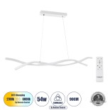 GLOBOSTAR® MORALES 61276 Μοντέρνο Κρεμαστό Φωτιστικό Οροφής LED 54W 5400lm 300° AC 220-240V IP20 Ρυθμιζόμενο Λευκό CCT με Χειριστήριο από 2700K έως 6000K Dimmable - Lumileds SMD Chip - Λευκό Ματ - Μ90 x Π14 x Υ14cm - 3 Χρόνια Εγγύηση
