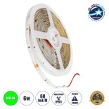 GloboStar® 70305 Ταινία LED SMD 2835 5m 6W/m 60LED/m 120° DC 24V Αδιάβροχη IP65 300lm/m - Πράσινο - 5 Χρόνια Εγγύηση