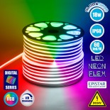 GloboStar® 70569 OVALE 120° Degree Neon Flex Epistar LED SMD 5050 1m 18W/m 60LED/m 1818lm/m 120° DC 24V Αδιάβροχη IP68 Digital Magic Addressable IC WS2811 RGB Dimmable