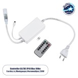 GloboStar® 70666 Controller Αδιάβροχος IP44 AC/DC 230V με Ασύρματο Χειριστήριο RF για έως 100 μέτρα Μονόχρωμου Φωτοσωλήνα LED Μ9 x Π5 x Υ3cm - 2 Χρόνια Εγγύηση