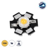 GloboStar® 73743 High Power Star LED - Υψηλής Ισχύος Star LED 1W DC 3.2V Θερμό Λευκό 2700K Φ2 x Υ0.6cm - 2 Χρόνια Εγγύηση