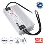 GloboStar® HLG-480H-24A 90795 MEANWELL Αδιάβροχο Ρυθμιζόμενο Μεταλλικό Τροφοδοτικό SELV για Προϊόντα LED 480W 20A - AC 220-240V σε DC 24V - Ρυθμιζόμενο από 20.4VDC έως 25.2VDC - Αδιάβροχο IP65 Μ26.2 x Π12.5 x Υ4.38cm - 3 Years Warranty