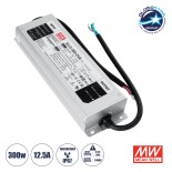 GloboStar® ELG-300-24A 90790 MEANWELL Αδιάβροχο Ρυθμιζόμενο Μεταλλικό Τροφοδοτικό SELV για Προϊόντα LED 300W 12.5A - AC 220-240V σε DC 24V - Ρυθμιζόμενο από 22.4VDC έως 25.6VDC - Αδιάβροχο IP67 Μ24.6 x Π7.7 x Υ3.95cm - 3 Years Warranty