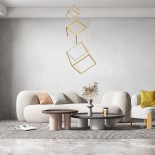 GLOBOSTAR® KIBOO-TRIO 60932 Μοντέρνο Κρεμαστό Φωτιστικό Οροφής LED 90W 10350lm 360° AC 220-240V IP20 Ρυθμιζόμενο Λευκό CCT με Χειριστήριο από 2700K έως 6000K Dimmable - Lumileds SMD Chip - Χρυσό - Μ60 x Π60 x Υ80cm - 3 Χρόνια Εγγύηση