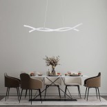 GLOBOSTAR® MORALES 61276 Μοντέρνο Κρεμαστό Φωτιστικό Οροφής LED 54W 5400lm 300° AC 220-240V IP20 Ρυθμιζόμενο Λευκό CCT με Χειριστήριο από 2700K έως 6000K Dimmable - Lumileds SMD Chip - Λευκό Ματ - Μ90 x Π14 x Υ14cm - 3 Χρόνια Εγγύηση