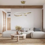 GLOBOSTAR® DEXTER 60916 Μοντέρνο Κρεμαστό Φωτιστικό Οροφής LED 90W 10080lm 300° AC 220-240V IP20 Ρυθμιζόμενο Λευκό CCT με Χειριστήριο από 2700K έως 6000K Dimmable - Lumileds SMD Chip - Χρυσό Πλατίνα - Μ73 x Π73 x Υ16cm - 3 Χρόνια Εγγύηση