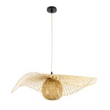 GloboStar® CINNABAR 01837 Boho Κρεμαστό Φωτιστικό Καμπάνα Μονόφωτο 1 x E27 IP20 Μπεζ Ξύλο - Μ75 x Π75 x Υ21cm