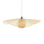 GloboStar® CINNABAR 01837 Boho Κρεμαστό Φωτιστικό Καμπάνα Μονόφωτο 1 x E27 IP20 Μπεζ Ξύλο - Μ75 x Π75 x Υ21cm