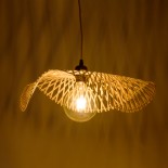 GloboStar® MELEMELE 01840 Boho Κρεμαστό Φωτιστικό Πλέγμα Μονόφωτο 1 x E27 IP20 Μπεζ Ξύλο - Μ50 x Π50 x Υ7cm