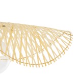 GloboStar® MELEMELE 01840 Boho Κρεμαστό Φωτιστικό Πλέγμα Μονόφωτο 1 x E27 IP20 Μπεζ Ξύλο - Μ50 x Π50 x Υ7cm
