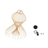 GloboStar® YOSHI 01928 Boho Κρεμαστό Φωτιστικό Φιγούρα Μονόφωτο 1 x E27 IP20 Μπεζ Ξύλο - Μ35 x Π35 x Υ60cm