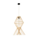GloboStar® YOSHI 01928 Boho Κρεμαστό Φωτιστικό Φιγούρα Μονόφωτο 1 x E27 IP20 Μπεζ Ξύλο - Μ35 x Π35 x Υ60cm