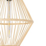GloboStar® YOSHI 01928 Boho Κρεμαστό Φωτιστικό Φιγούρα Μονόφωτο 1 x E27 IP20 Μπεζ Ξύλο - Μ35 x Π35 x Υ60cm