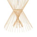 GloboStar® YOSHI 01928 Boho Κρεμαστό Φωτιστικό Φιγούρα Μονόφωτο 1 x E27 IP20 Μπεζ Ξύλο - Μ35 x Π35 x Υ60cm