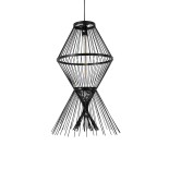 GloboStar® YOSHI 01929 Boho Κρεμαστό Φωτιστικό Φιγούρα Μονόφωτο 1 x E27 IP20 Μαύρο Ξύλο - Μ35 x Π35 x Υ60cm