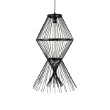 GloboStar® YOSHI 01929 Boho Κρεμαστό Φωτιστικό Φιγούρα Μονόφωτο 1 x E27 IP20 Μαύρο Ξύλο - Μ35 x Π35 x Υ60cm