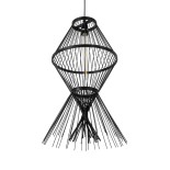 GloboStar® YOSHI 01929 Boho Κρεμαστό Φωτιστικό Φιγούρα Μονόφωτο 1 x E27 IP20 Μαύρο Ξύλο - Μ35 x Π35 x Υ60cm