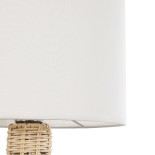 GloboStar® SHIZUMI 01959 Boho Επιτραπέζιο Φωτιστικό Πορτατίφ Μονόφωτο 1 x E27 AC220-240V IP20 - Φ30 x Υ50cm - Μπεζ Ξύλινο Πλέγμα με Λευκό Καπέλο - 5 Χρόνια Εγγύηση