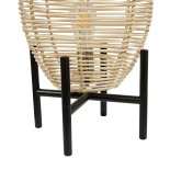 GloboStar® NERINA 02014 Boho Επιτραπέζιο Φωτιστικό Πορτατίφ Μονόφωτο 1 x E27 AC220-240V IP20 - Φ30 x Υ50cm - Μαύρο Μεταλλικό με Μπεζ Ρατάν Καπέλο Πλέγμα