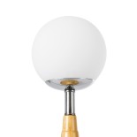 GloboStar® COVE 02036 Μοντέρνο Επιτραπέζιο Φωτιστικό Πορτατίφ Μονόφωτο 1 x E27 IP20 Μπεζ Ξύλο, Ασημί Μέταλλο με Λευκό Γυαλί - Μ12 x Π12 x Υ25cm