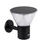 GLOBOSTAR® VEGGIE 90530 Μοντέρνο Φωτιστικό Τοίχου - Απλίκα LED 10W 330lm 120° με Ενσωματωμένο Φωτοβολταϊκό Panel 6V 2W & Επαναφορτιζόμενη Μπαταρία Li-ion 3.2V 1800mAh με Αισθητήρα Ημέρας-Νύχτας Αδιάβροχο IP65 Ψυχρό Λευκό 6000K - Μαύρο- Μ23 x Π30 x Υ25cm -