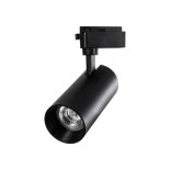 GloboStar® LUGANO 60815 Μονοφασικό Φωτιστικό Σποτ Ράγας LED 30W 3900lm 36° Acrylic HQ LENS AC 220-240V IP20 Φ7.5 x Υ22.7cm Ψυχρό Λευκό 6000K -  EUROTRACK® System 1L+1N - Μαύρο - Bridgelux Chip - TÜV Certified Driver - 5 Χρόνια Εγγύηση