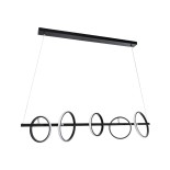 GLOBOSTAR® CIRCOLARE 61319 Μοντέρνο Κρεμαστό Φωτιστικό Οροφής LED 75W 7500lm 360° AC 220-240V IP20 Ρυθμιζόμενο Λευκό CCT με Χειριστήριο από 2700K έως 6000K Dimmable - Lumileds SMD Chip - Μαύρο Ματ - Μ120 x Π25 x Υ25cm - 3 Χρόνια Εγγύηση