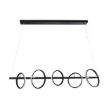 GLOBOSTAR® CIRCOLARE 61319 Μοντέρνο Κρεμαστό Φωτιστικό Οροφής LED 75W 7500lm 360° AC 220-240V IP20 Ρυθμιζόμενο Λευκό CCT με Χειριστήριο από 2700K έως 6000K Dimmable - Lumileds SMD Chip - Μαύρο Ματ - Μ120 x Π25 x Υ25cm - 3 Χρόνια Εγγύηση