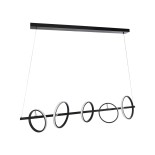 GLOBOSTAR® CIRCOLARE 61319 Μοντέρνο Κρεμαστό Φωτιστικό Οροφής LED 75W 7500lm 360° AC 220-240V IP20 Ρυθμιζόμενο Λευκό CCT με Χειριστήριο από 2700K έως 6000K Dimmable - Lumileds SMD Chip - Μαύρο Ματ - Μ120 x Π25 x Υ25cm - 3 Χρόνια Εγγύηση