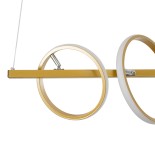 GLOBOSTAR® CIRCOLARE 61322 Μοντέρνο Κρεμαστό Φωτιστικό Οροφής LED 75W 8400lm 360° AC 220-240V IP20 Ρυθμιζόμενο Λευκό CCT με Χειριστήριο από 2700K έως 6000K Dimmable - Lumileds SMD Chip - Χρυσό - Μ120 x Π25 x Υ25cm - 3 Χρόνια Εγγύηση