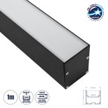 GloboStar® SURFACEPENDANT-PROFILE 70828-1M Προφίλ Αλουμινίου - Βάση & Ψύκτρα Ταινίας LED με Λευκό Γαλακτερό Κάλυμμα - Επιφανειακή & Κρεμαστή Χρήση - Πατητό Κάλυμμα - Μαύρο - 1 Μέτρο - Μ100 x Π5 x Υ7cm