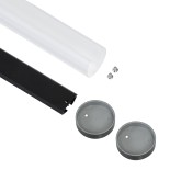 GLOBOSTAR® ALP-ROUND TUBIT 70854-1M Επιφανειακό & Κρεμαστό Προφίλ Αλουμινίου με Λευκό Γαλακτερό Πατητό Κάλυμμα για Ταινίες LED IP20 - Μαύρο & Λευκό - Μ100 x Π3 x Υ3cm