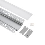 GloboStar® PLASTERBOARD-PROFILE 70861-3M Προφίλ Αλουμινίου - Βάση & Ψύκτρα Ταινίας LED με Λευκό Γαλακτερό Κάλυμμα - Χωνευτή Χρήση σε Γυψοσανίδα - Trimless - Πατητό Κάλυμμα - Ασημί - 3 Μέτρα - Πακέτο 5 Τεμαχίων - Μ300 x Π7.8 x Υ1.4cm