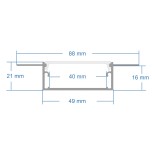 GloboStar® PLASTERBOARD-PROFILE 70862-3M Προφίλ Αλουμινίου - Βάση & Ψύκτρα Ταινίας LED με Λευκό Γαλακτερό Κάλυμμα - Χωνευτή Χρήση σε Γυψοσανίδα - Trimless - Πατητό Κάλυμμα - Ασημί - 3 Μέτρα - Πακέτο 5 Τεμαχίων - Μ300 x Π8.8 x Υ2cm