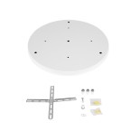 GloboStar® DIY 77540 Επιτοίχια Στρογγυλή Ροζέτα με 3 Τρύπες - Βάση Φωτιστικού - Φ40 x Υ3cm - Λευκό - Μεταλλικό - 5 Χρόνια Εγγύηση