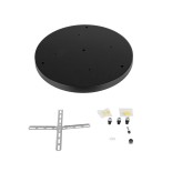 GloboStar® DIY 77541 Επιτοίχια Στρογγυλή Ροζέτα με 3 Τρύπες - Βάση Φωτιστικού - Φ40 x Υ3cm - Μαύρο - Μεταλλικό - 5 Χρόνια Εγγύηση