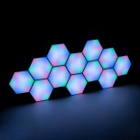 GloboStar® DIGIOCTA 90449 Σετ 12 Ψηφιακων LED RGB Φωτιστικών Κυψελών με Ψηφιακό Controller με WiFi Smart APP & Ασύρματο Χειριστήριο RF 2.4Ghz - LED SMD 5050 18W/Σετ 168PIXEL/Σετ 1440lm/Σετ 120° DC 5V με USB 2.0 IP20 Πολύχρωμο RGB - Dimmable - Μ10.5 x Π10.