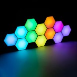 GloboStar® DIGIOCTA 90449 Σετ 12 Ψηφιακων LED RGB Φωτιστικών Κυψελών με Ψηφιακό Controller με WiFi Smart APP & Ασύρματο Χειριστήριο RF 2.4Ghz - LED SMD 5050 18W/Σετ 168PIXEL/Σετ 1440lm/Σετ 120° DC 5V με USB 2.0 IP20 Πολύχρωμο RGB - Dimmable - Μ10.5 x Π10.