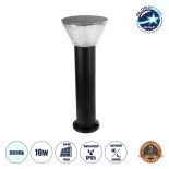 GLOBOSTAR® VEGGIE 90525 Φωτιστικό Κολωνάκι Κήπου LED 10W 500lm 120° με Ενσωματωμένο Φωτοβολταϊκό Panel 6V 2W & Επαναφορτιζόμενη Μπαταρία Li-ion 3.2V 1800mAh με Αισθητήρα Ημέρας-Νύχτας Αδιάβροχο IP65 Ψυχρό Λευκό 6000K - Sanan SMD Chip - Μαύρο- Μ23 x Π23 x 