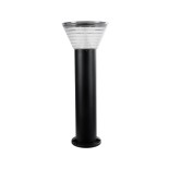 GLOBOSTAR® VEGGIE 90525 Φωτιστικό Κολωνάκι Κήπου LED 10W 500lm 120° με Ενσωματωμένο Φωτοβολταϊκό Panel 6V 2W & Επαναφορτιζόμενη Μπαταρία Li-ion 3.2V 1800mAh με Αισθητήρα Ημέρας-Νύχτας Αδιάβροχο IP65 Ψυχρό Λευκό 6000K - Sanan SMD Chip - Μαύρο- Μ23 x Π23 x 